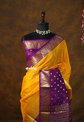 Mango Gold - Avantika - Semi Mysore silk with Devalaya Zari Border - Perfect for Festival Wear