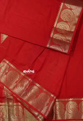 Classic Bright Red - Avantika - Semi Mysore silk with big mango border