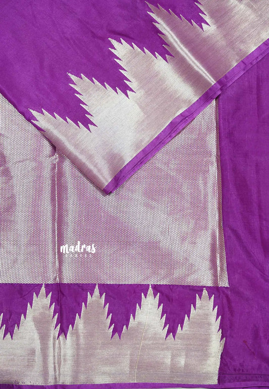 Purple - Avantika - Soft semi Mysore silk with temple border