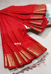Classic Bright Red - Avantika - Semi Mysore silk with big mango border