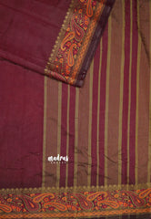 Maroon - Avantika - Soft semi Mysore silk with meenakari thread weaving border