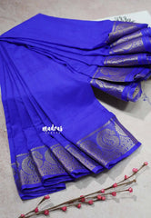 Royal Blue - Avantika - Semi Mysore silk with big mango border