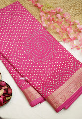 Avantika - Semi Mysore silk with Bhandani prints - Rani Pink