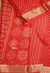 Avantika - Semi Mysore silk with Bhandani prints - Chilli red