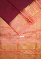 Majestic Maroon - Avantika - Semi Mysore Silk Saree with Contrast Traditional Border - Perfect for Small Functions