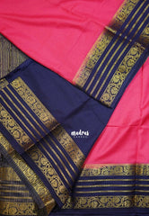 Candy Pink - Avantika - Semi Mysore Silk Saree with Contrast Traditional Border - Perfect for Small Functions