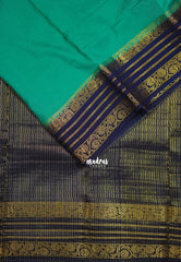 Aqua Green - Avantika - Semi Mysore Silk Saree with Contrast Traditional Border - Perfect for Small Functions