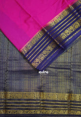 Magenta Pink - Avantika - Semi Mysore Silk Saree with Contrast Traditional Border - Perfect for Small Functions