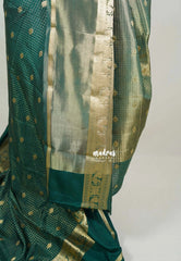 Emerald Green - Avantika - Semi Mysore Silk Saree with Checks Weaving Gap and Mayil Border - Perfect for Small Functions
