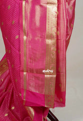 Queen's Pink - Avantika - Semi Mysore Silk Saree with Checks Weaving Gap and Mayil Border - Perfect for Small Functions
