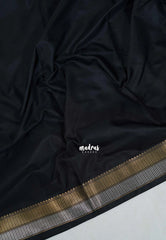 Ebony Black - Avantika - Semi Mysore Silk Saree with Small Border - Perfect for Small Functions