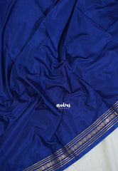 Indigo Blue - Avantika - Semi Mysore Silk Saree with Tiny Flower Border - Perfect for Small Functions