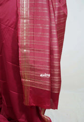 Majestic Maroon - Avantika - Semi Mysore Silk Saree with Tiny Flower Border - Perfect for Small Functions