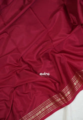 Majestic Maroon - Avantika - Semi Mysore Silk Saree with Tiny Flower Border - Perfect for Small Functions