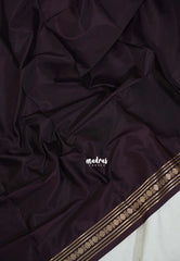 Coffee Brown - Avantika - Semi Mysore Silk Saree with Tiny Flower Border - Perfect for Small Functions