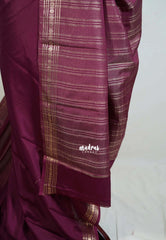 Mulberry Purple - Avantika - Semi Mysore Silk Saree with Tiny Flower Border - Perfect for Small Functions