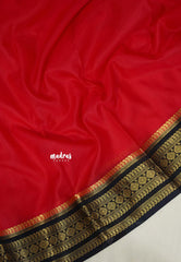Chilli Red - Avantika - Inspired by Rashmika Mandanna Reception Saree Semi Mysore Silk with Traditional Border - Perfect for Wedding Functions