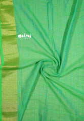 (PRE-BOOKING) Cyan with green - kannamma Handwoven Ballbutta linen