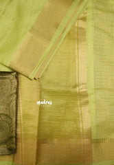 Narayani - Semi Organza silk stripes weaving body with Banarasi blouse - pastel apple green