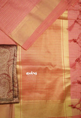 Narayani - Semi Organza silk stripes weaving body with Banarasi blouse - Pastel Peach