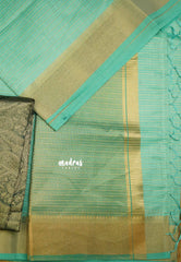 Narayani - Semi Organza silk stripes weaving body with Banarasi blouse - Aqua Green