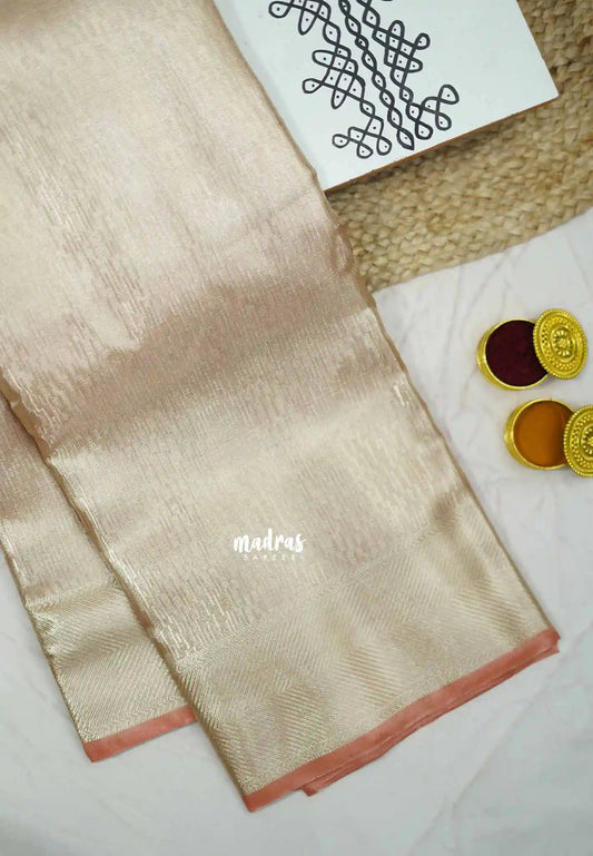 Durga - Banarasi katan silk modern stripes weaving - Rose gold