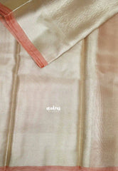 Durga - Banarasi katan silk modern stripes weaving - Rose gold