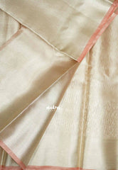 Durga - Banarasi katan silk modern stripes weaving - Rose gold