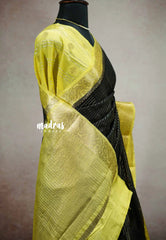 Black - Banarasi soft katan silk zari lines weaving with designer blouse - Durga