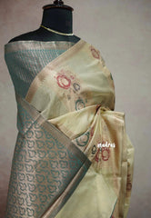 Chikoo color - Banarasi Muslin silk floral weaving - Durga