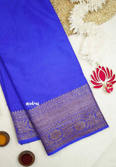 Durga - Traditional Banarasi semi silk saree Big border - Ink blue