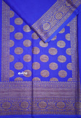 Durga - Traditional Banarasi semi silk saree Big border - Ink blue