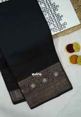 Durga - Traditional Banarasi semi silk saree Antique border - Black