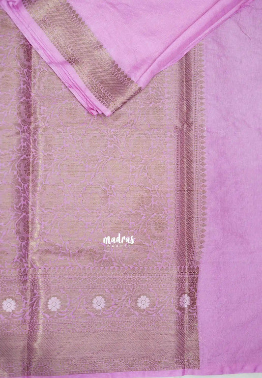 Durga - Traditional Banarasi semi silk saree Antique border - Baby pink