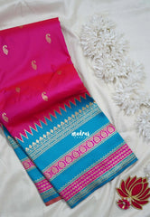 Dual Shade Queen's Pink - Durga - Traditional Banarasi Semi Soft Silk Saree with Big Border and Buttas - Best for Festive Wear