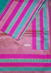 Dual Shade Surf Green - Durga - Traditional Banarasi Semi Soft Silk Saree with Big Border and Buttas - Best for Festive Wear