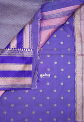 Lotus Pink - Durga - Traditional Banarasi Semi Soft Silk Saree with Big Border and Buttas - Best for Festive Wear