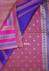 Dual Shade Greyish Blue - Durga - Traditional Banarasi Semi Soft Silk Saree with Big Border and Buttas - Best for Festive Wear