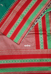 Dual Shade Peacock Green - Durga - Traditional Banarasi Semi Soft Silk Saree with Big Border and Buttas - Best for Festive Wear