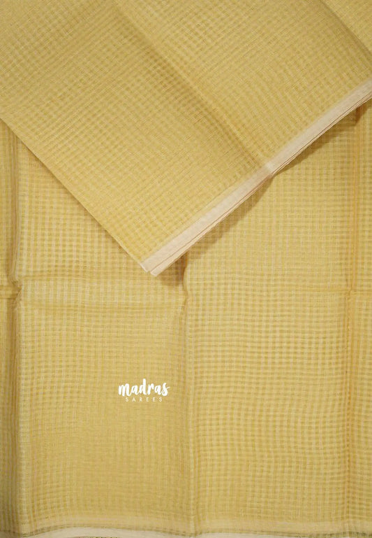 Sandal - Bengal Cotton Saree – Subtle Checks & Everyday Comfort no blouse