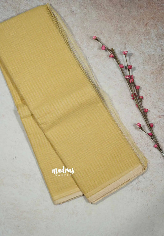 Sandal - Bengal Cotton Saree – Subtle Checks & Everyday Comfort no blouse