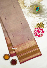 Karthigai silk cotton Triple border with annam  - Dark onion pink