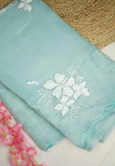 Organza silk with rich sequence work blouse combo - Pastel Blue