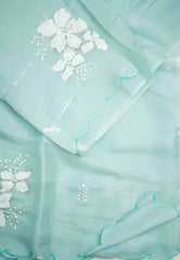 Organza silk with rich sequence work blouse combo - Pastel Blue