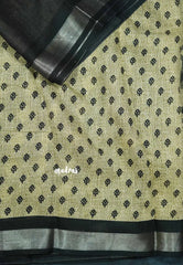 Blended linen cotton chikku and black combo - Design 12