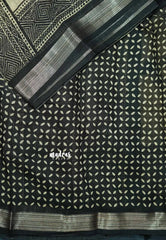 Blended linen cotton chikku and black combo - Design 8