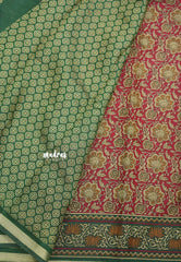 Kalanjali chanderi silk cotton kalamkari floral prints - Dark pink