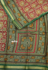 Kalanjali chanderi silk cotton kalamkari floral prints - Red