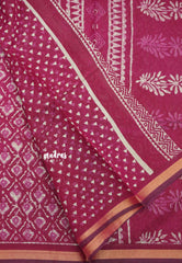 Kalanjali chanderi silk cotton bagru prints - Magenta pink