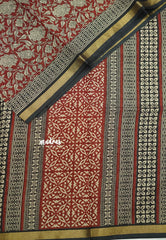 Kalanjali chanderi silk cotton kalamkari floral prints - Deep Maroon